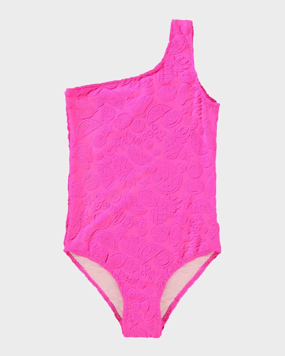 Girl's Nai One-Shoulder One-Piece Swimsuit, Size 5-6